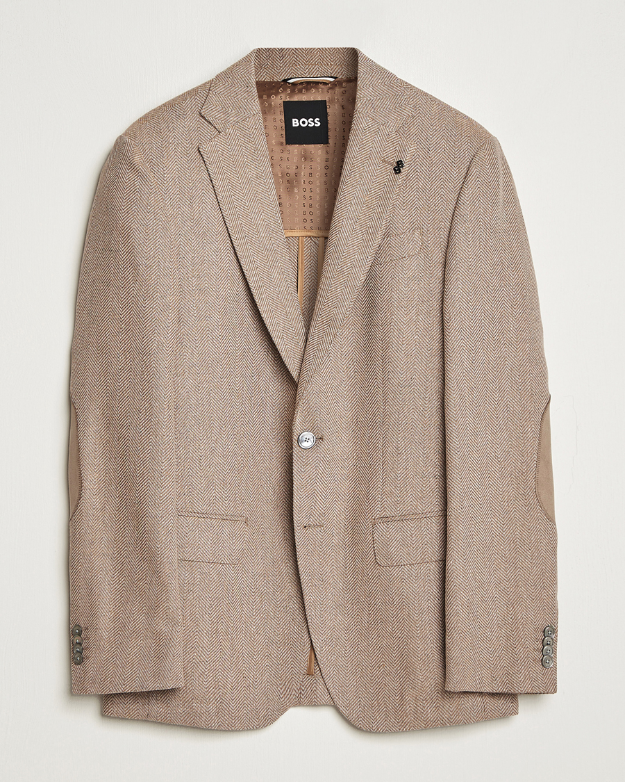 Homme | Blazers | BOSS BLACK | Huston Herringbone Blazer Medium Beige
