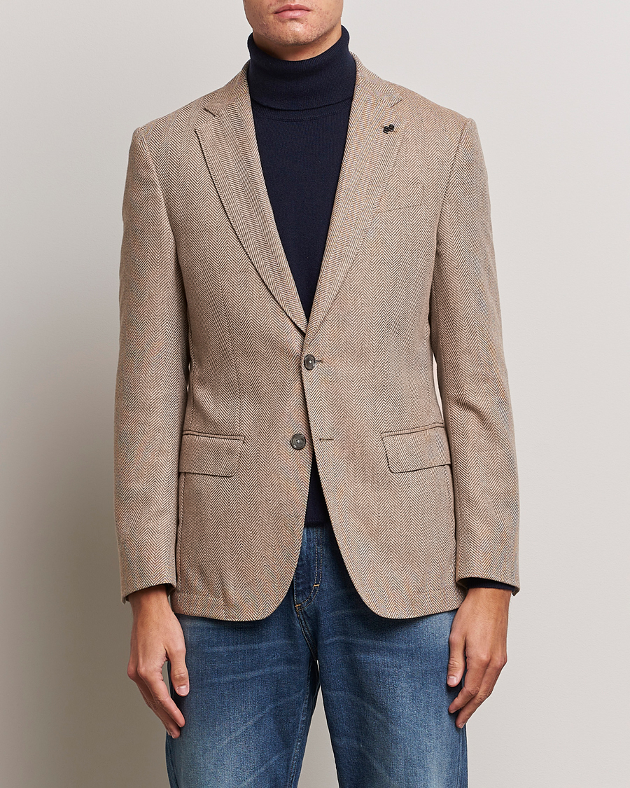 Homme | Blazers | BOSS BLACK | Huston Herringbone Blazer Medium Beige