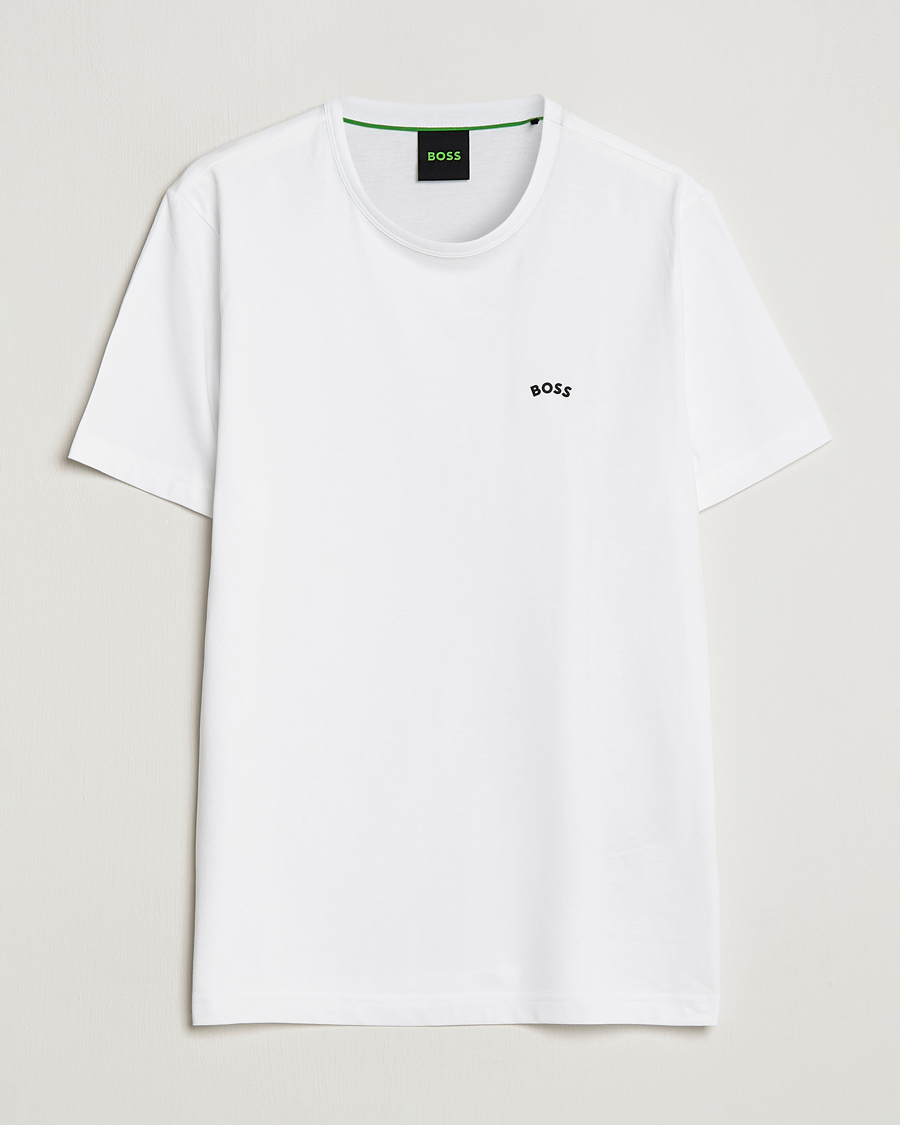 Homme | T-shirts | BOSS GREEN | Curved Logo Crew Neck T-Shirt Natural