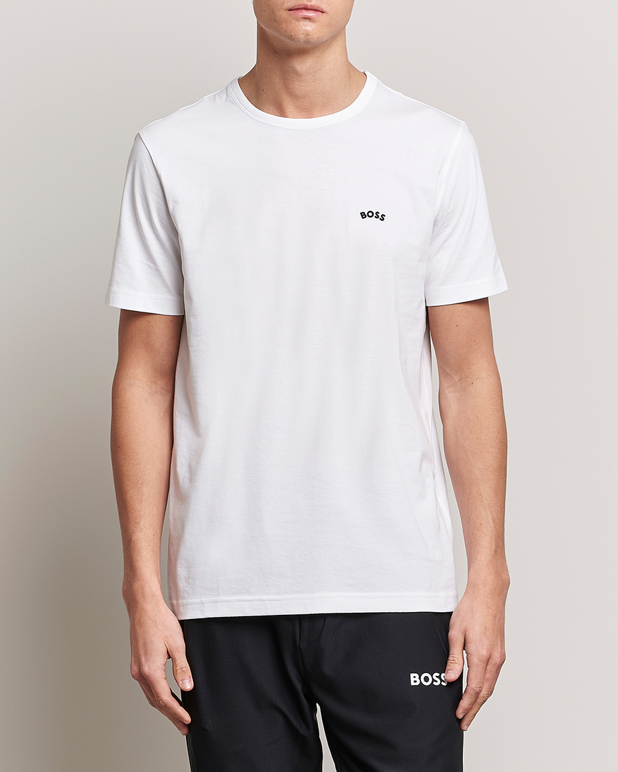 Homme | T-shirts | BOSS GREEN | Curved Logo Crew Neck T-Shirt Natural