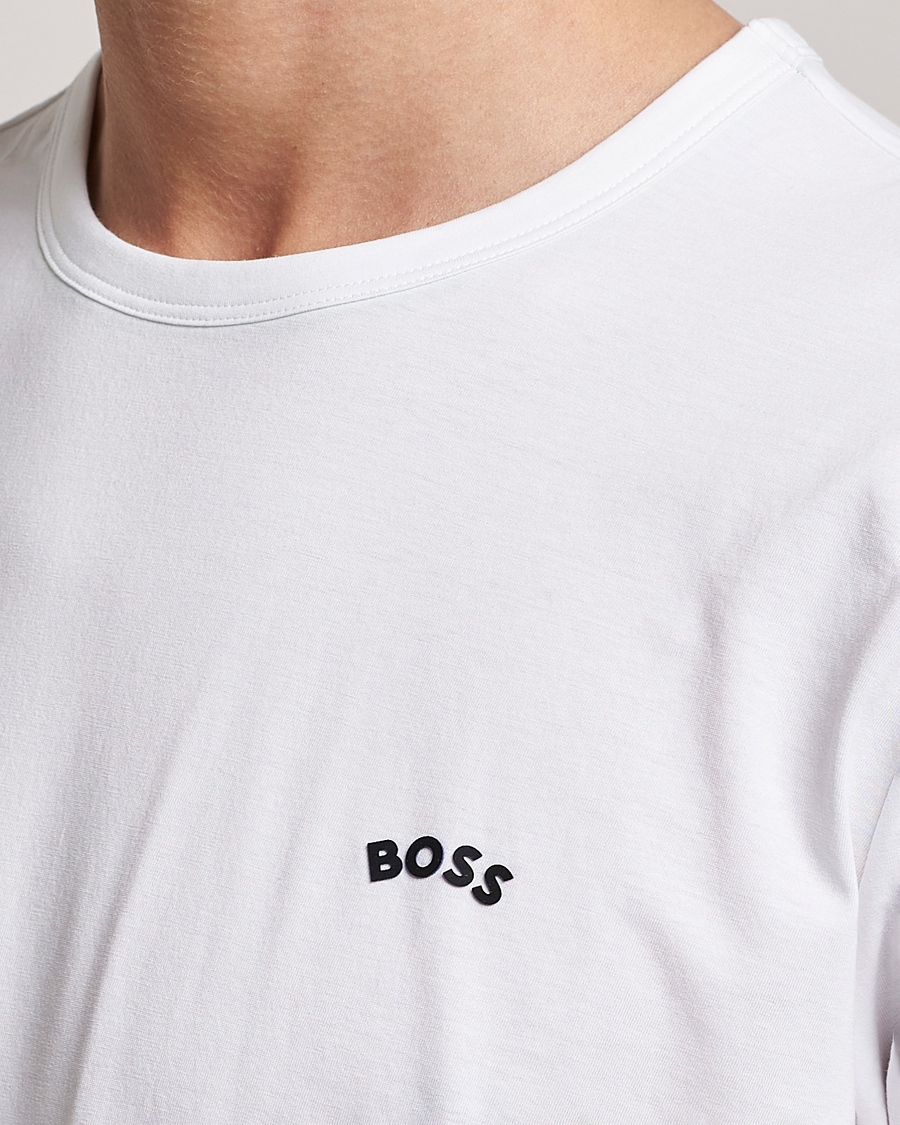 Homme | T-shirts | BOSS GREEN | Curved Logo Crew Neck T-Shirt Natural