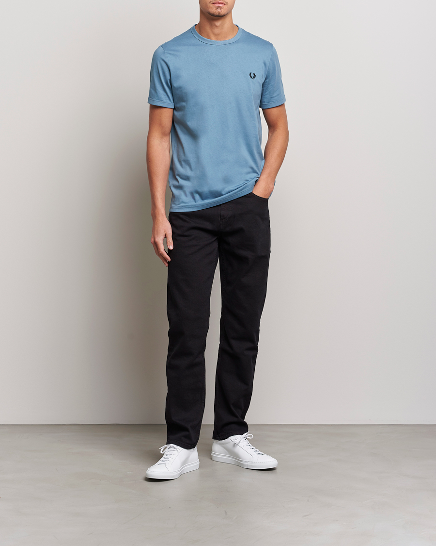 Homme | T-shirts | Fred Perry | Ringer Cotton T-Shirt Ash Blue