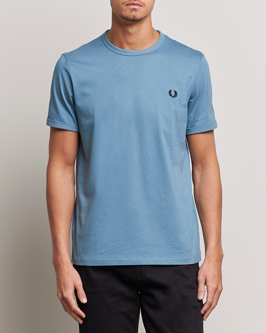 Homme | T-shirts | Fred Perry | Ringer Cotton T-Shirt Ash Blue