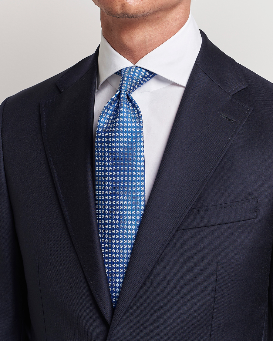Homme |  | E. Marinella | 3-Fold Printed Silk Tie Bluette