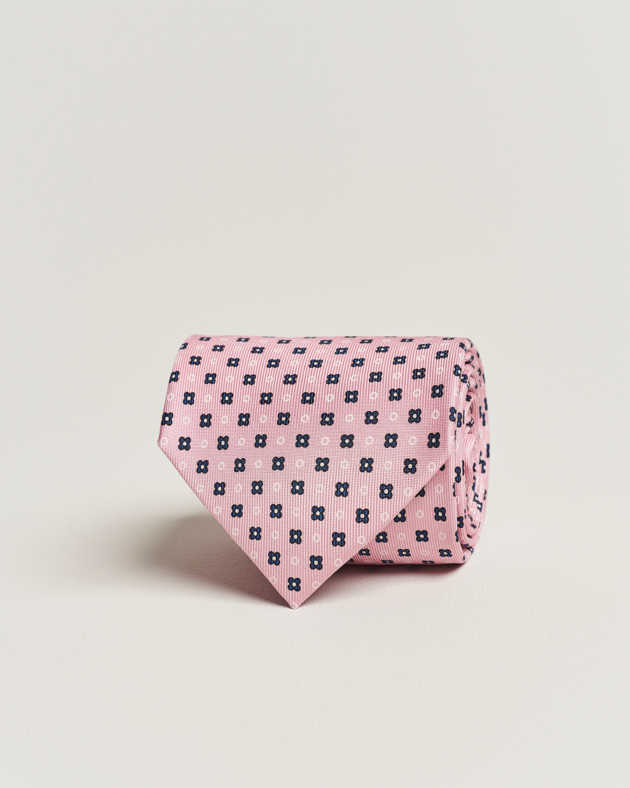 Homme | E. Marinella 3-Fold Printed Silk Tie Pink | E. Marinella | 3-Fold Printed Silk Tie Pink