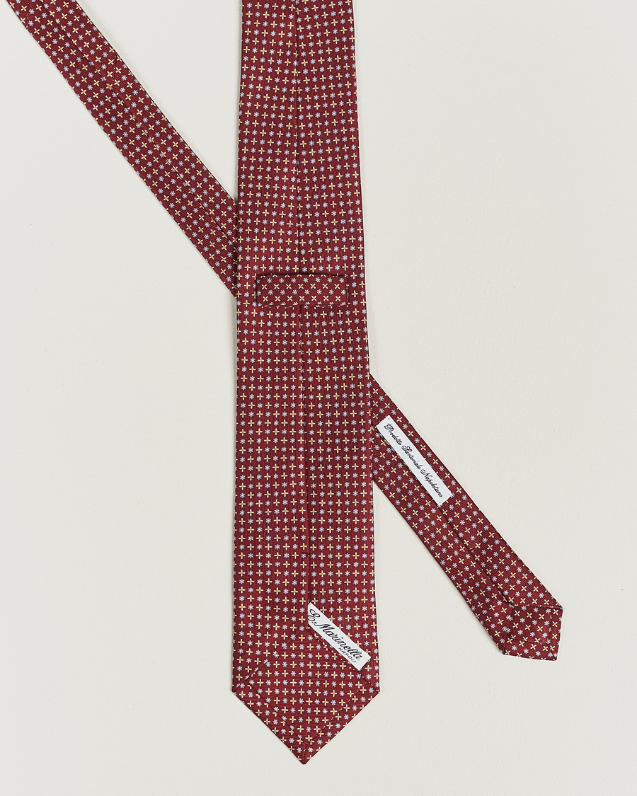 Homme | E. Marinella 3-Fold Printed Silk Tie Burgundy | E. Marinella | 3-Fold Printed Silk Tie Burgundy