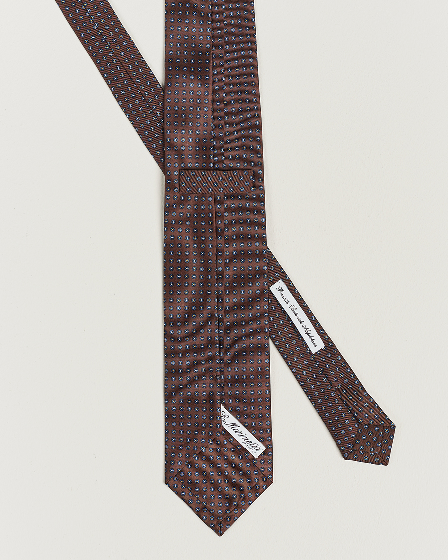 Homme | E. Marinella 3-Fold Printed Silk Tie Dark Brown | E. Marinella | 3-Fold Printed Silk Tie Dark Brown