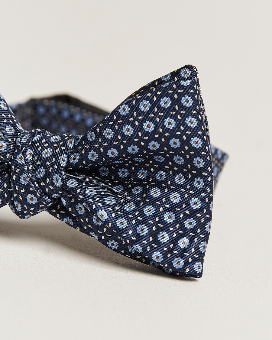Homme | E. Marinella Printed Silk Bow Tie Navy | E. Marinella | Printed Silk Bow Tie Navy