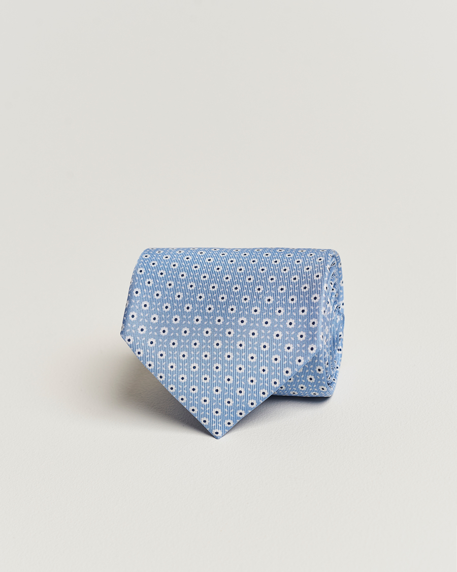 Homme | E. Marinella 3-Fold Printed Silk Tie Light Blue | E. Marinella | 3-Fold Printed Silk Tie Light Blue