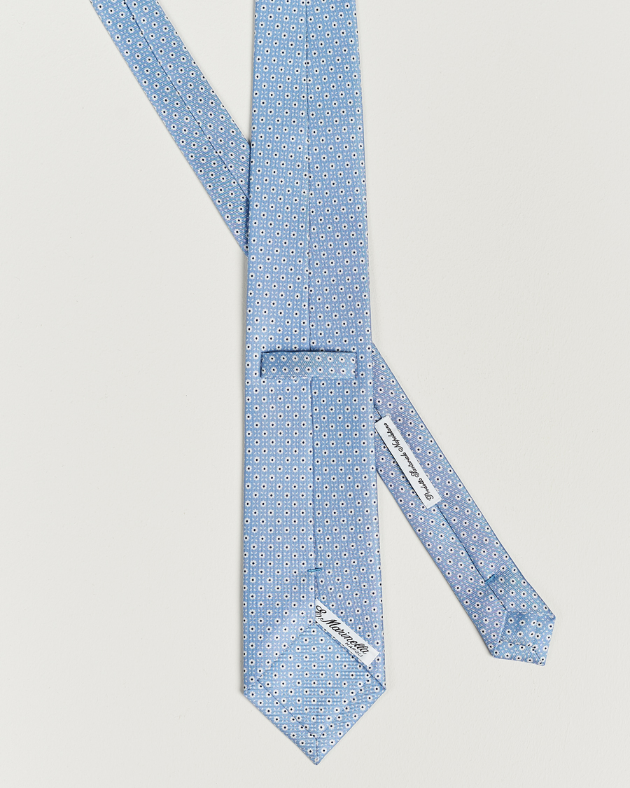 Homme | E. Marinella 3-Fold Printed Silk Tie Light Blue | E. Marinella | 3-Fold Printed Silk Tie Light Blue