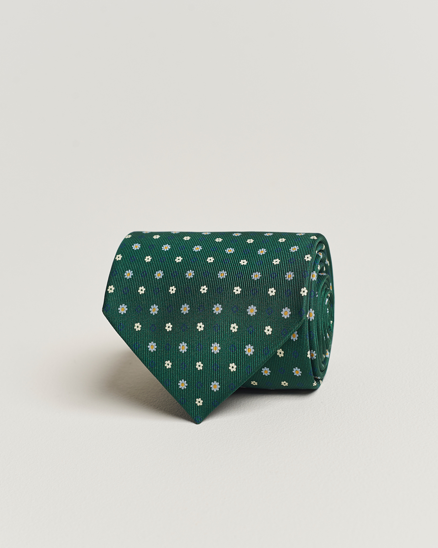 Homme | E. Marinella 3-Fold Printed Silk Tie Racing Green | E. Marinella | 3-Fold Printed Silk Tie Racing Green