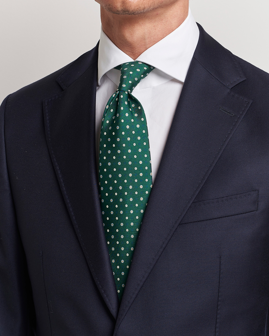 Homme | E. Marinella 3-Fold Printed Silk Tie Racing Green | E. Marinella | 3-Fold Printed Silk Tie Racing Green