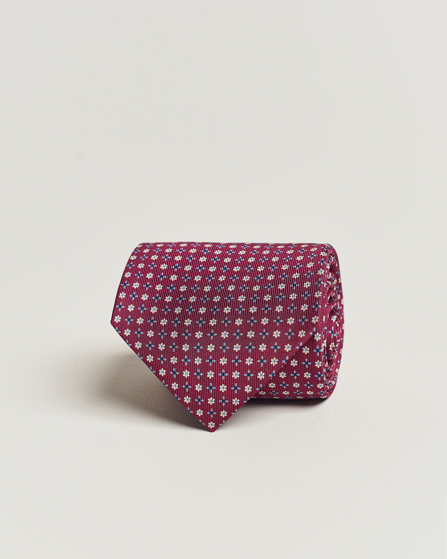 Homme | E. Marinella 3-Fold Printed Silk Tie Dark Pink | E. Marinella | 3-Fold Printed Silk Tie Dark Pink