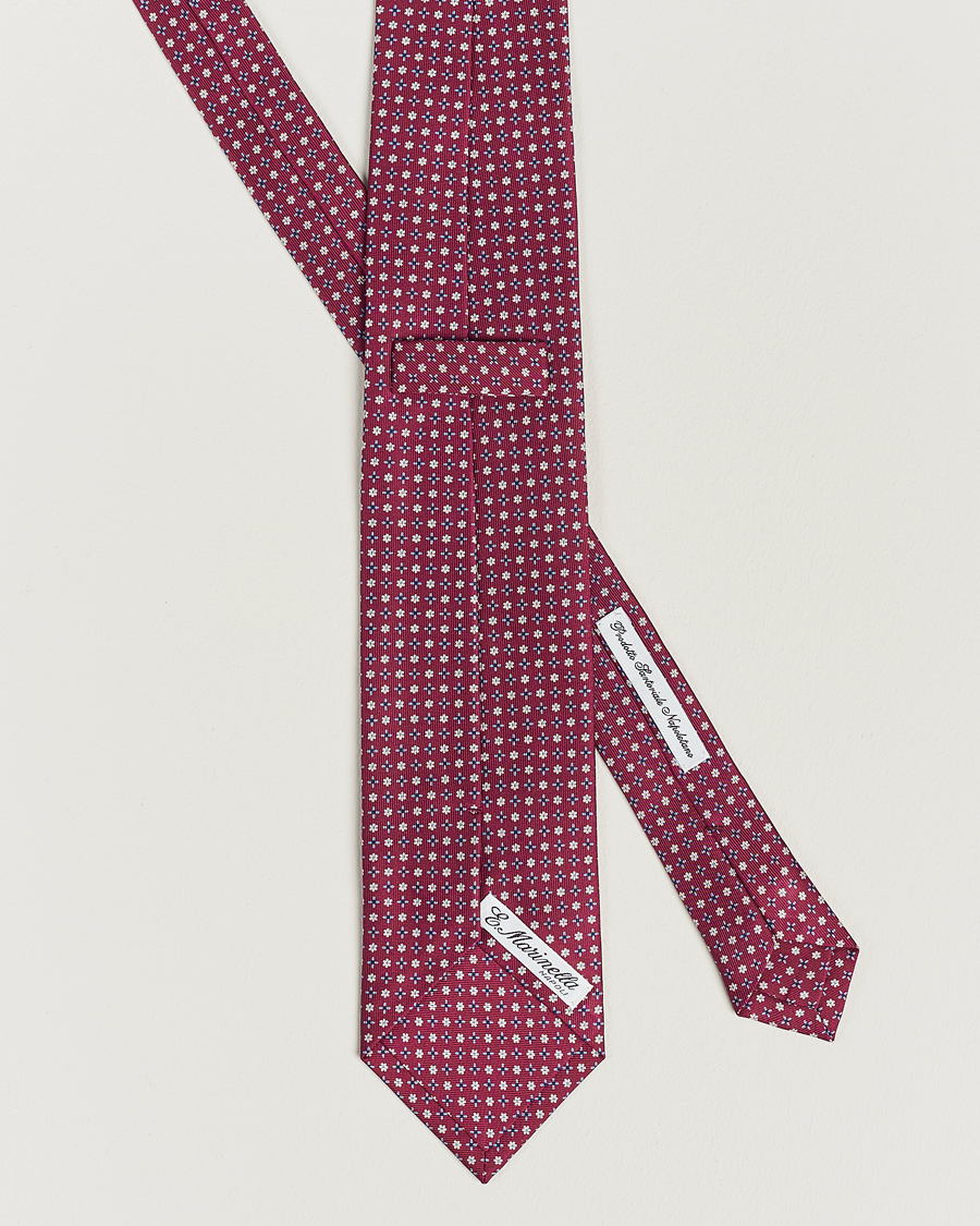 Homme | E. Marinella 3-Fold Printed Silk Tie Dark Pink | E. Marinella | 3-Fold Printed Silk Tie Dark Pink