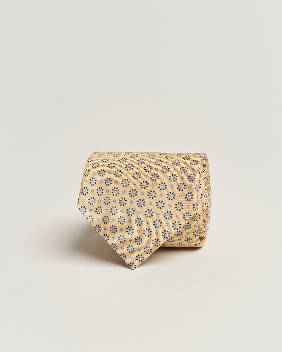 Homme | E. Marinella 3-Fold Printed Silk Tie Pale Yellow | E. Marinella | 3-Fold Printed Silk Tie Pale Yellow