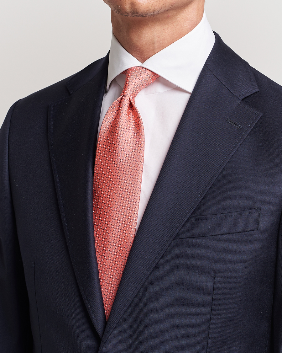 Homme | Italian Department | E. Marinella | 3-Fold Printed Silk Tie Orange