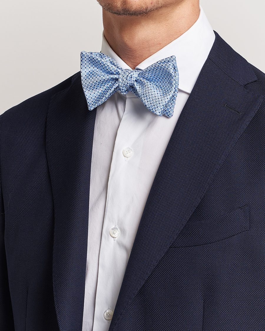 Homme | Sections | E. Marinella | Printed Silk Bow Tie Light Blue