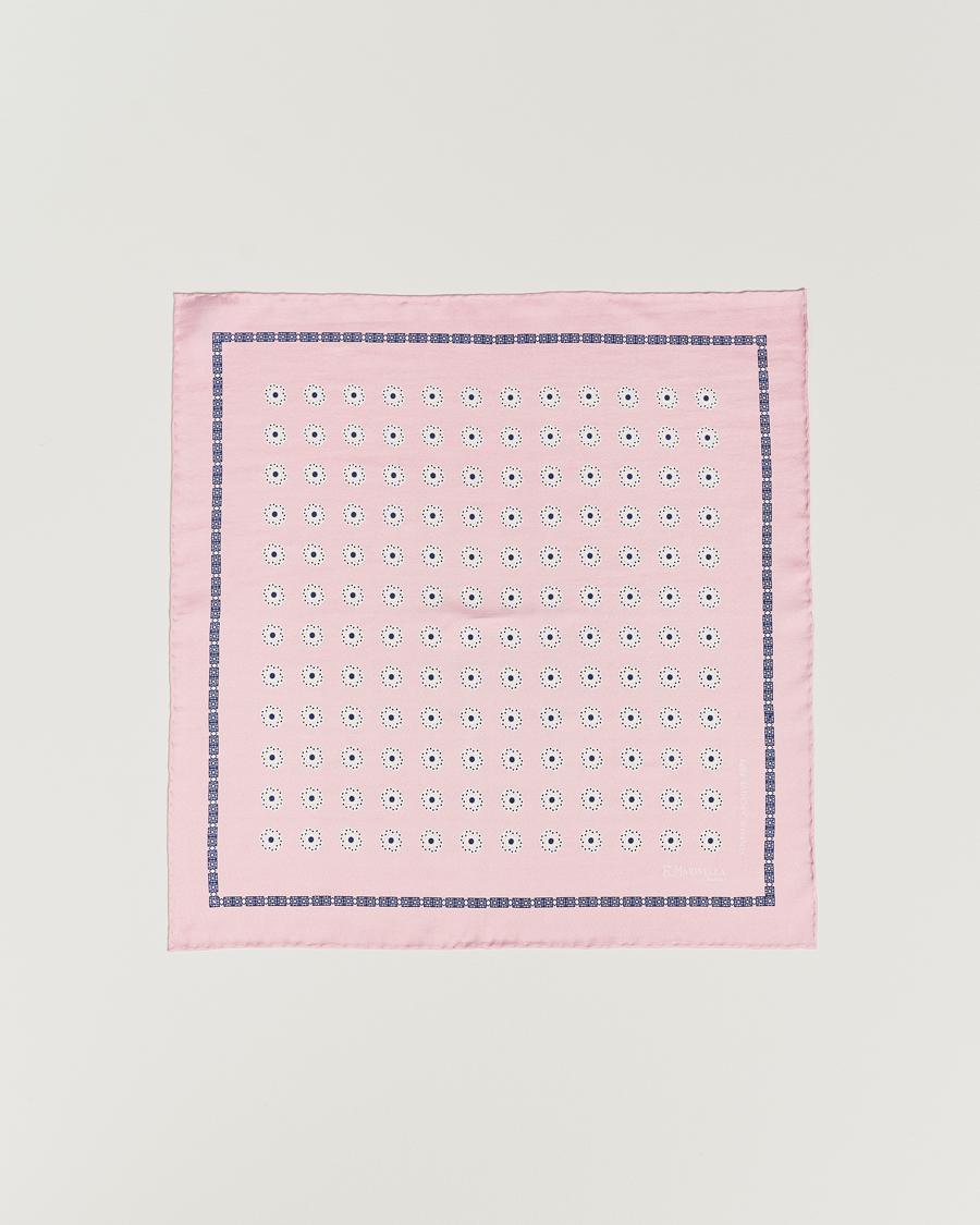 Homme | E. Marinella Printed Silk Pocket Square Pink | E. Marinella | Printed Silk Pocket Square Pink