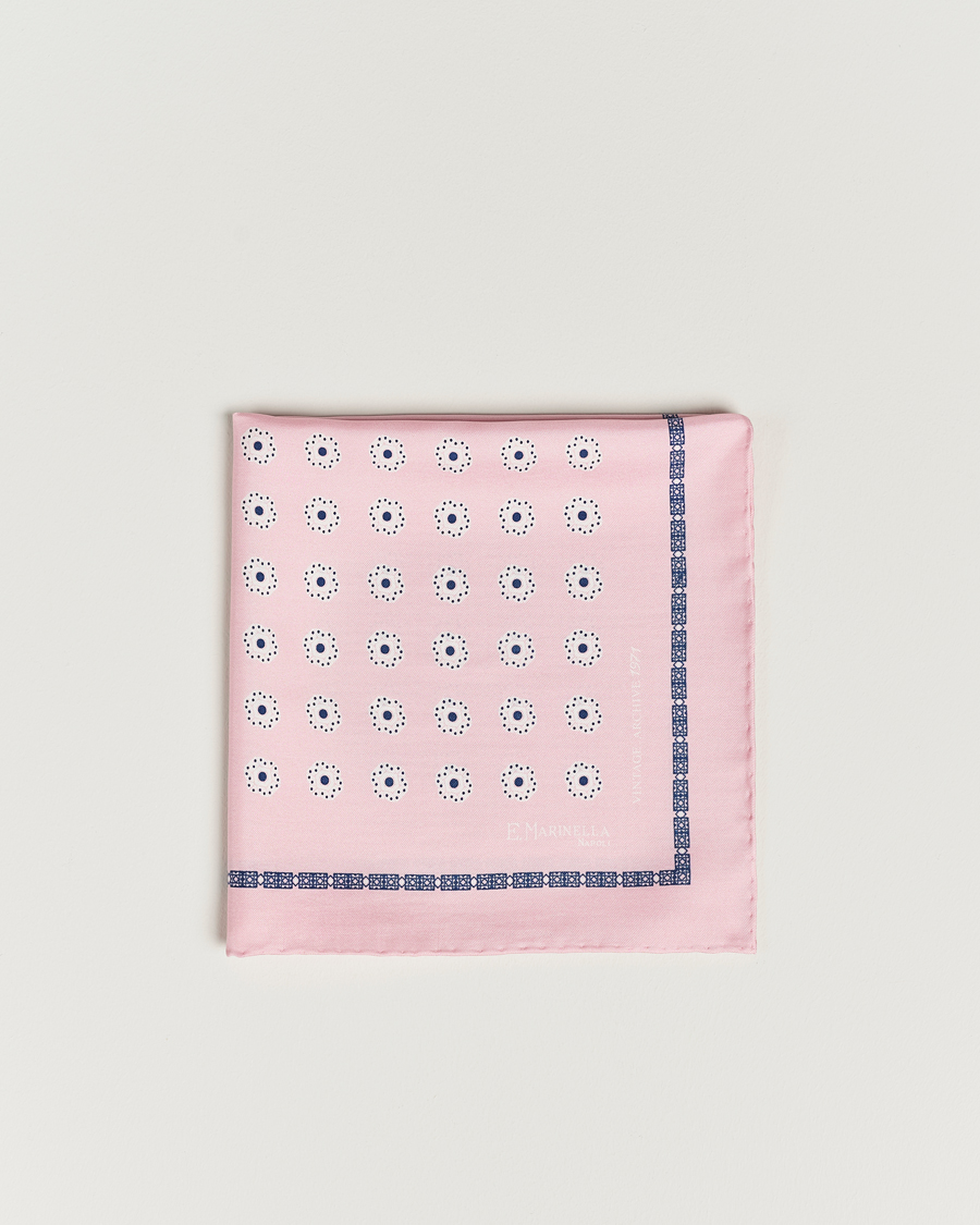 Homme | E. Marinella Printed Silk Pocket Square Pink | E. Marinella | Printed Silk Pocket Square Pink