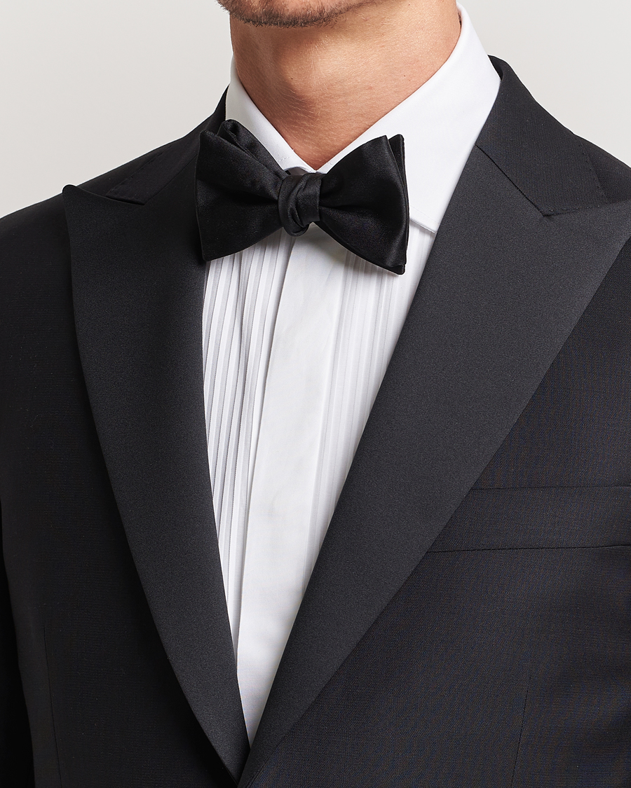 Homme | E. Marinella Silk Bow Tie Black Satin | E. Marinella | Silk Bow Tie Black Satin