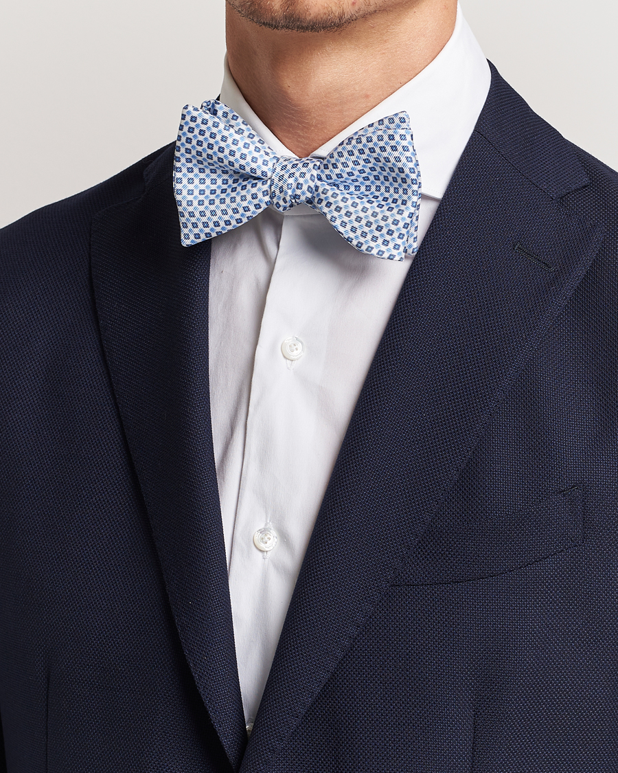 Homme | Soldes | E. Marinella | Silk Bow Tie White/Blue