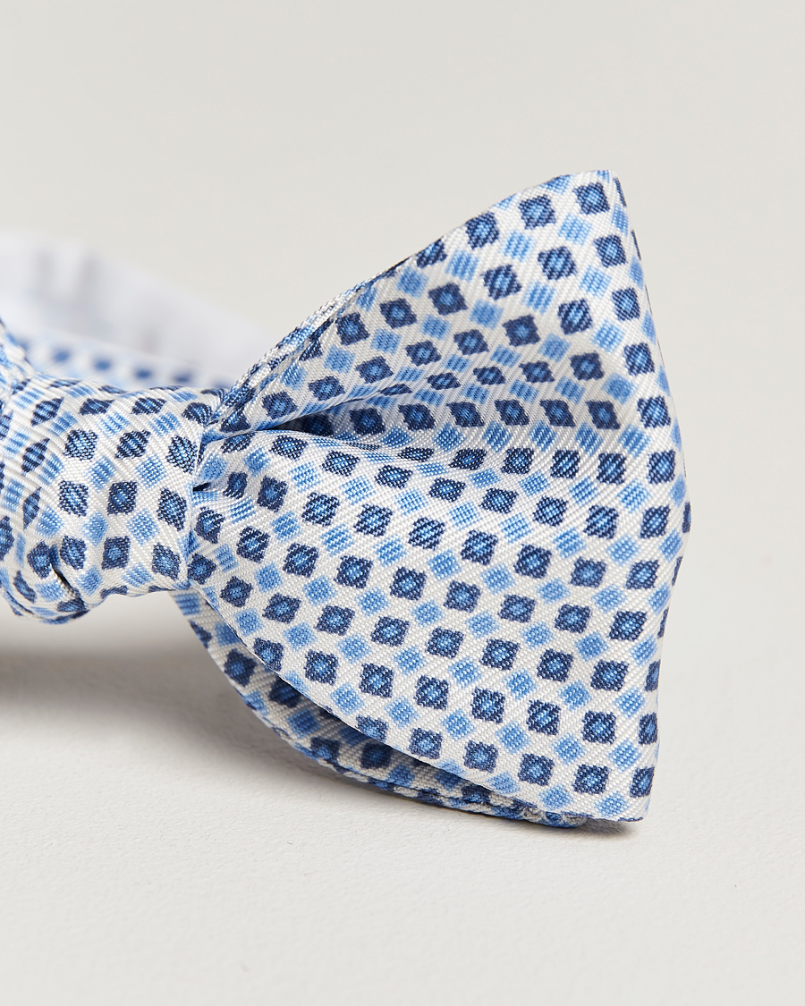 Homme | E. Marinella Silk Bow Tie White/Blue | E. Marinella | Silk Bow Tie White/Blue