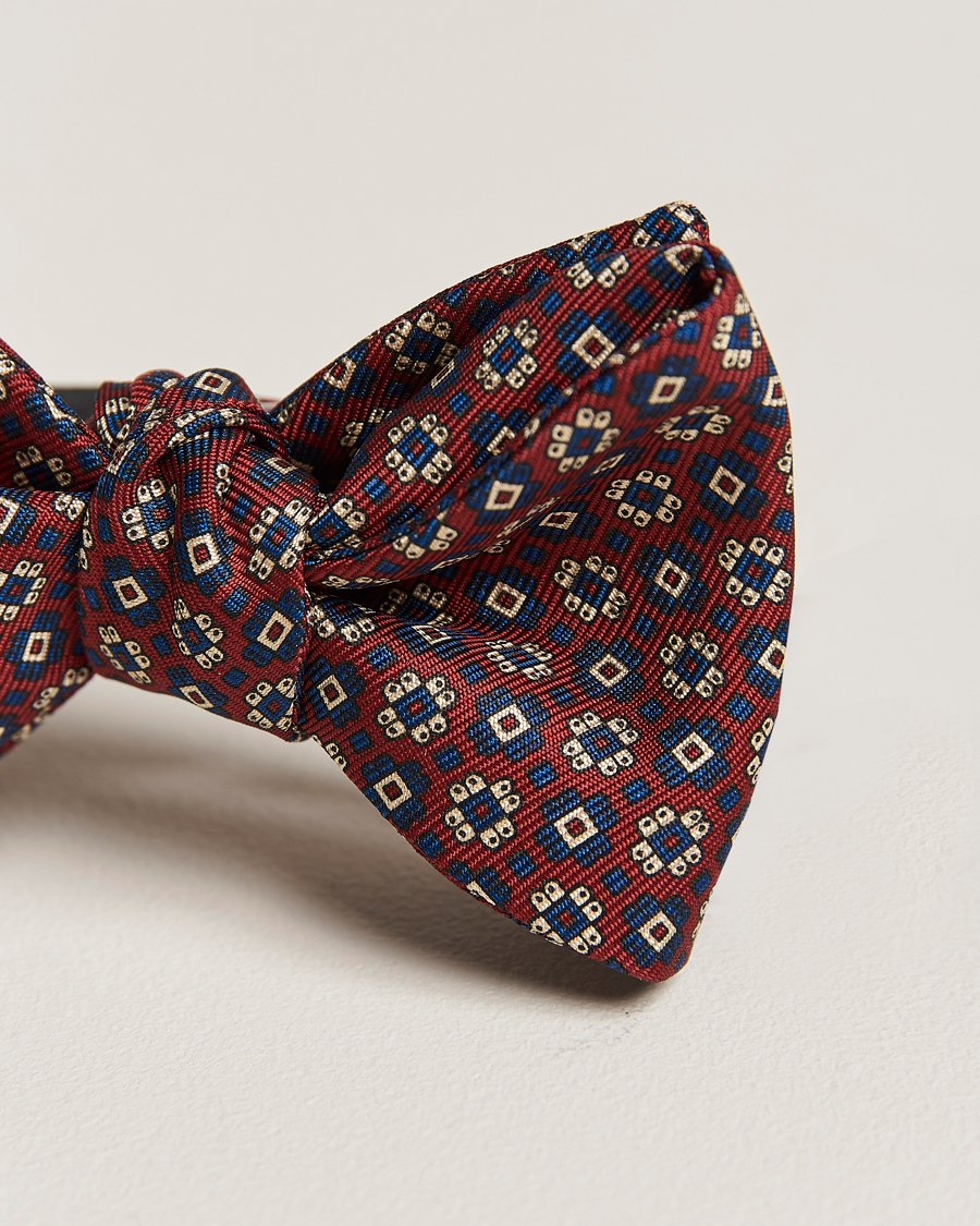Homme | E. Marinella Printed Silk Bow Tie Burgundy | E. Marinella | Printed Silk Bow Tie Burgundy