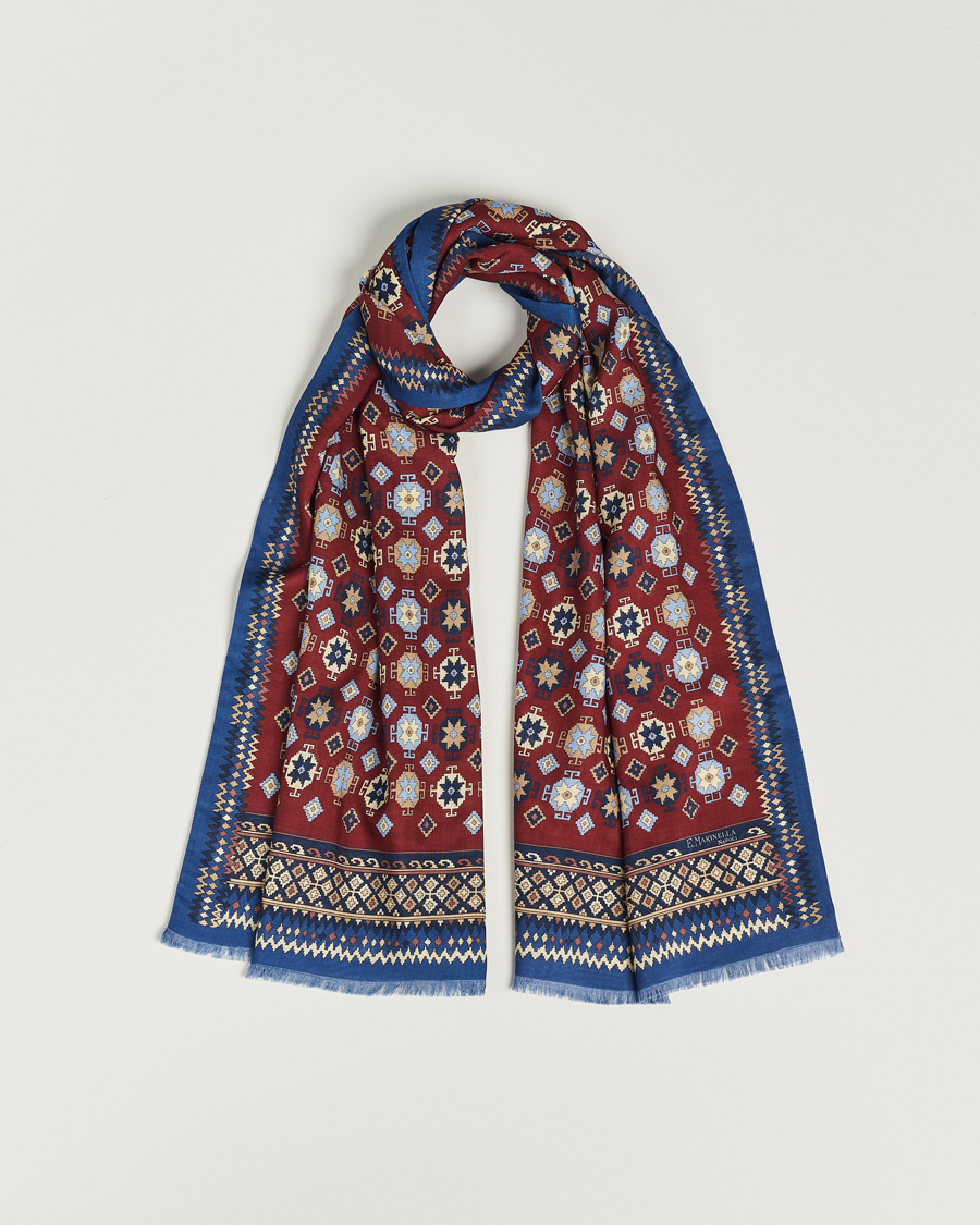 Homme | E. Marinella Wool/Silk Printed Scarf Burgundy | E. Marinella | Wool/Silk Printed Scarf Burgundy