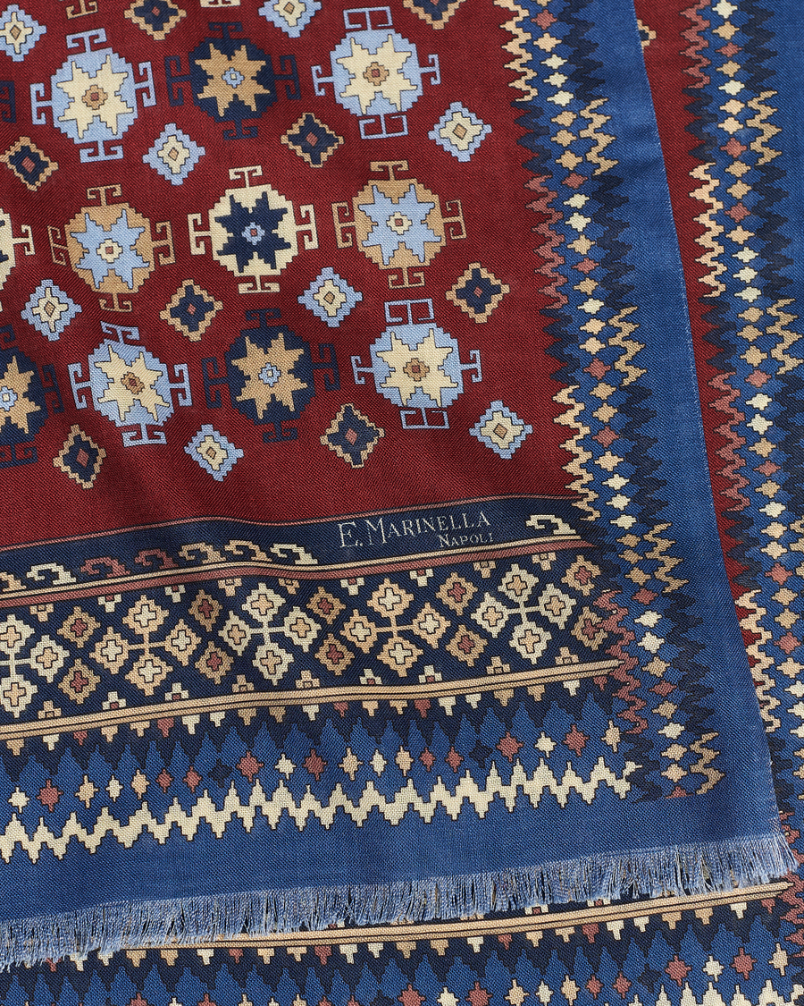 Homme | E. Marinella Wool/Silk Printed Scarf Burgundy | E. Marinella | Wool/Silk Printed Scarf Burgundy