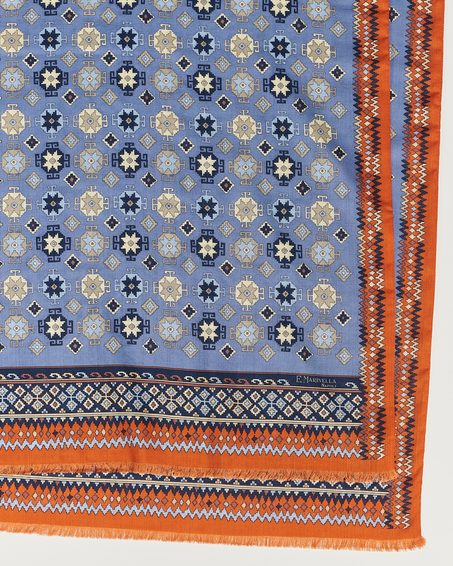 Homme | E. Marinella Wool/Silk Printed Scarf Light Blue | E. Marinella | Wool/Silk Printed Scarf Light Blue