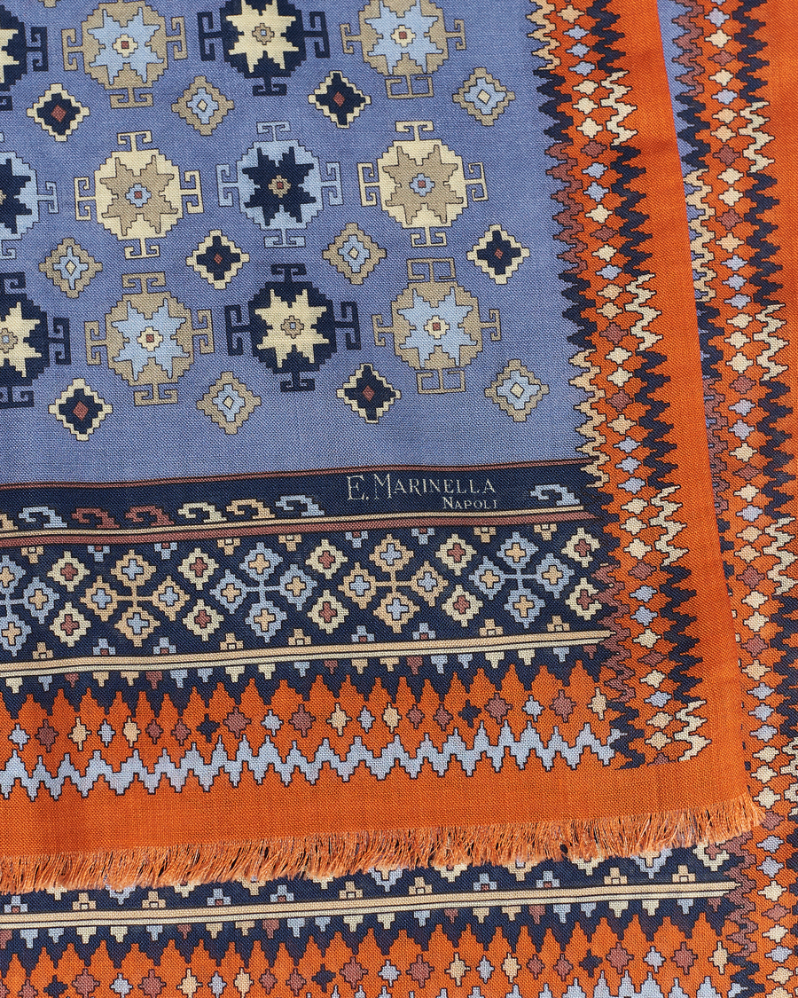 Homme | E. Marinella Wool/Silk Printed Scarf Light Blue | E. Marinella | Wool/Silk Printed Scarf Light Blue