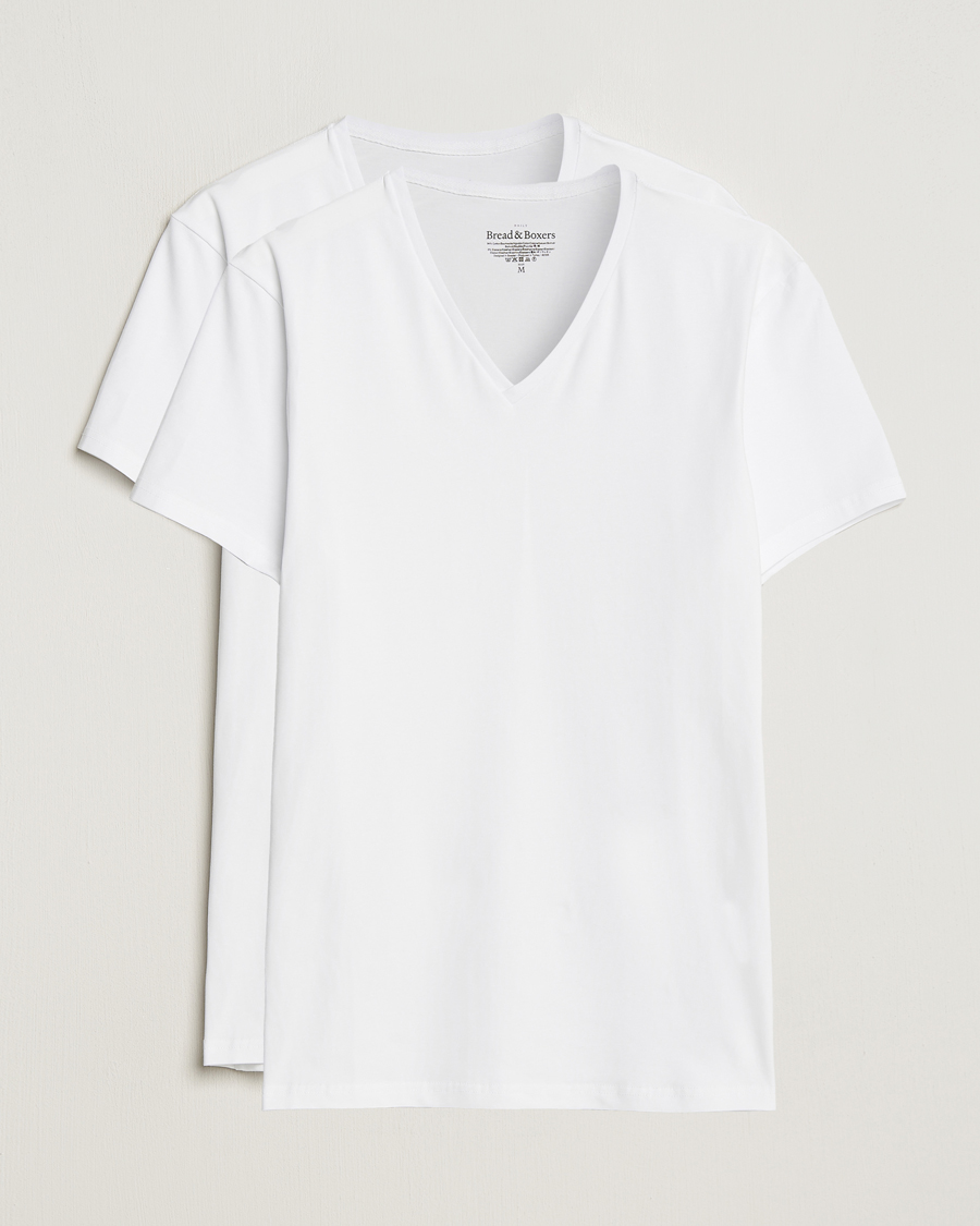 Homme | T-shirts | Bread & Boxers | 2-Pack V-Neck T-Shirt White