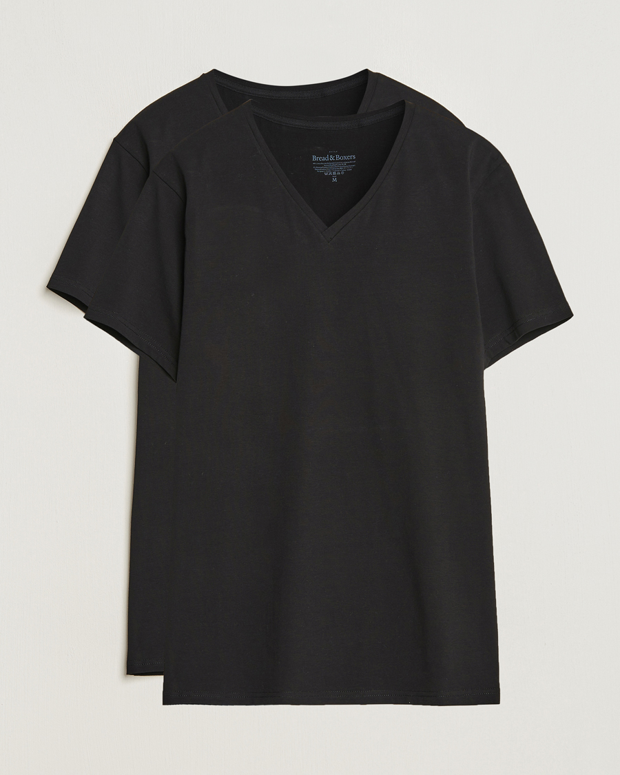 Homme | T-shirts | Bread & Boxers | 2-Pack V-Neck T-Shirt Black
