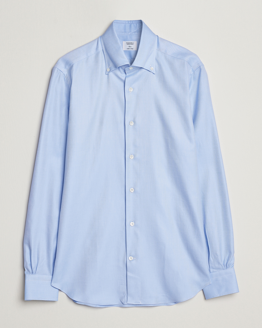 Homme | Chemises | Mazzarelli | Soft Button Down Twill Shirt Light Blue
