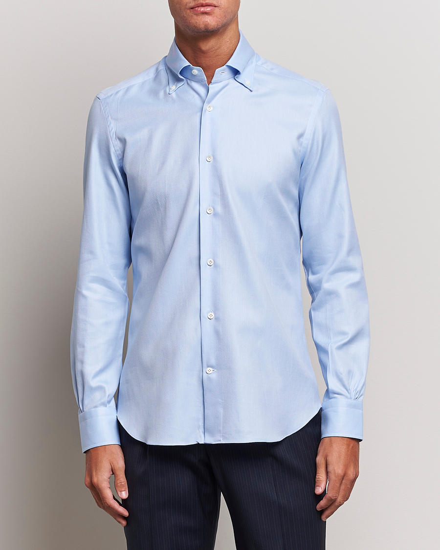 Homme | Mazzarelli | Mazzarelli | Soft Button Down Twill Shirt Light Blue