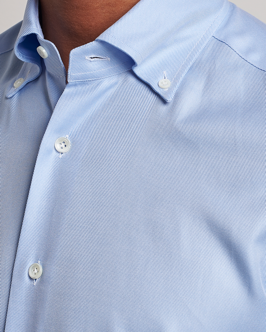 Homme | Chemises | Mazzarelli | Soft Button Down Twill Shirt Light Blue