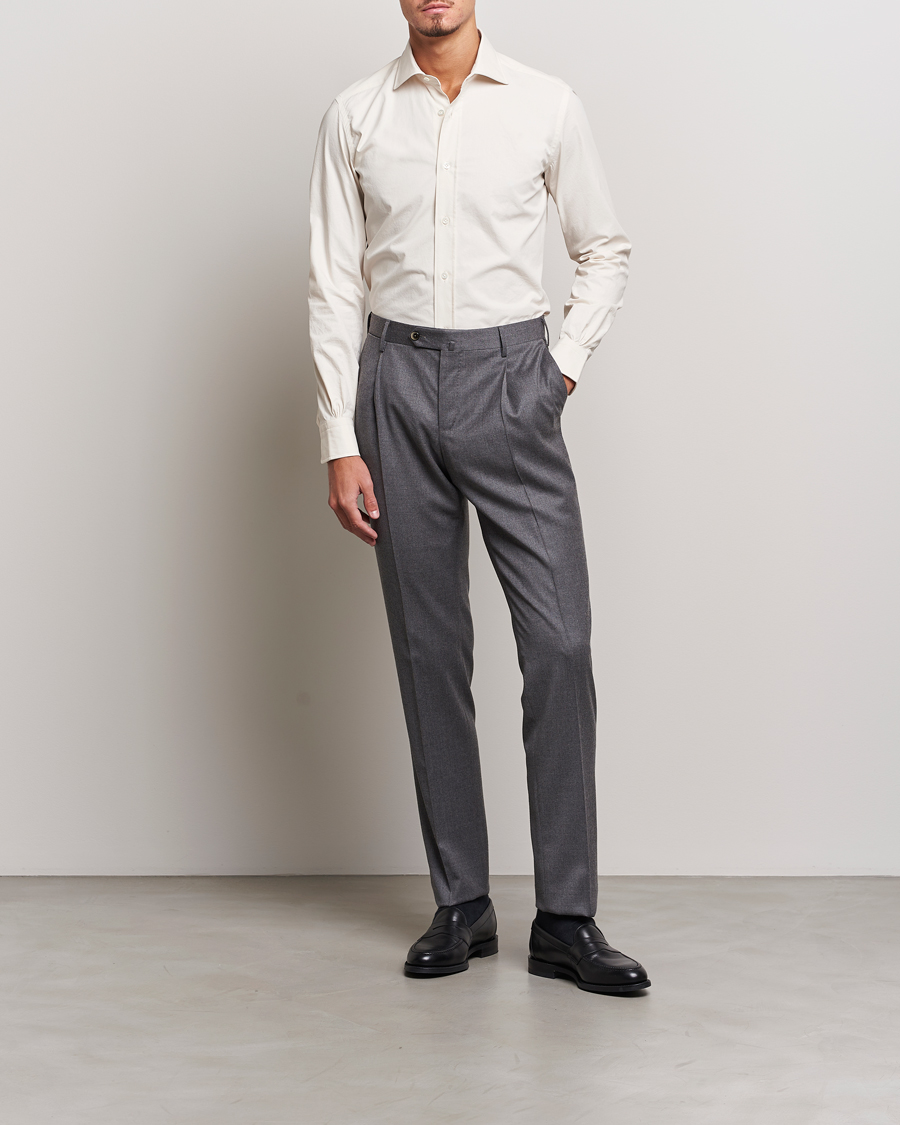 Homme | Chemises | Mazzarelli | Soft Twill Cotton Shirt White
