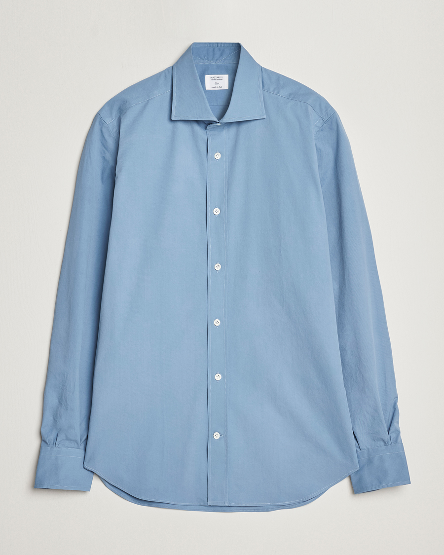 Homme | Chemises | Mazzarelli | Soft Twill Cotton Shirt Light Blue