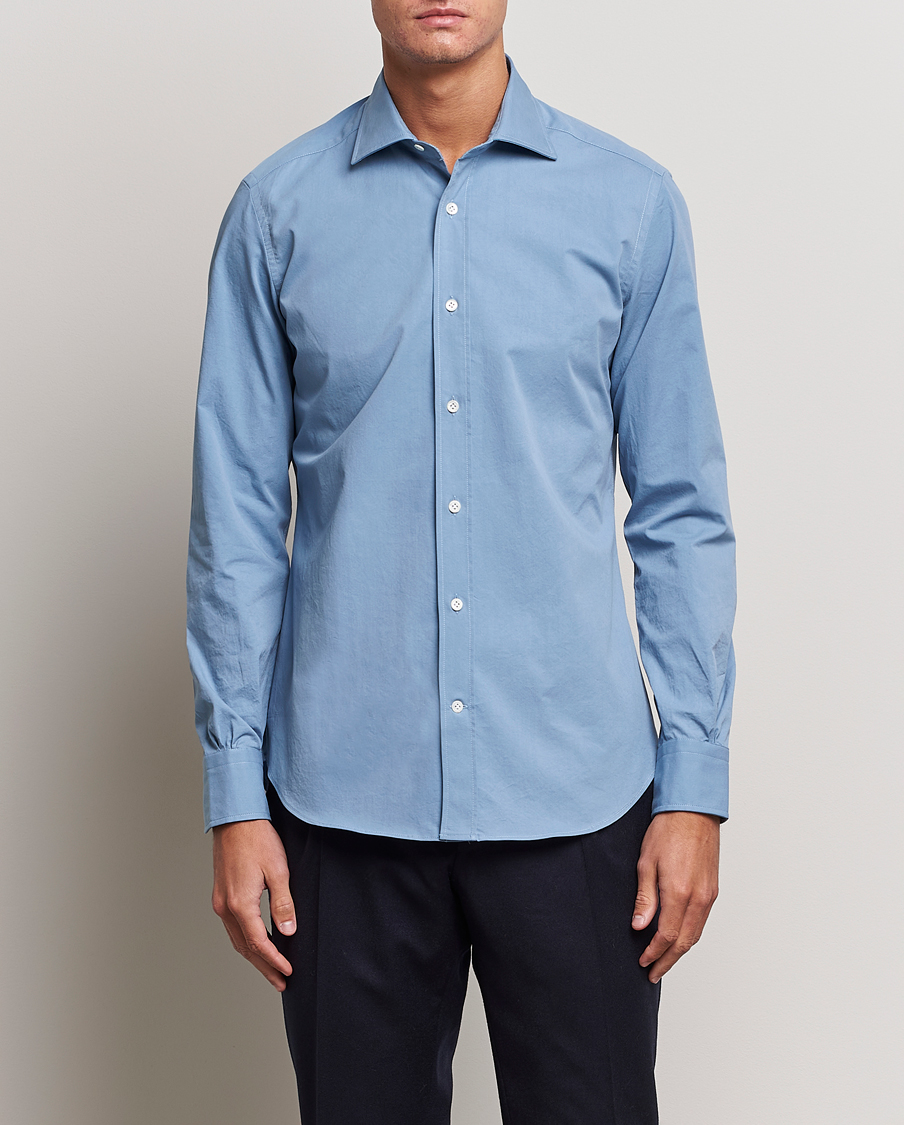 Homme | Mazzarelli | Mazzarelli | Soft Twill Cotton Shirt Light Blue