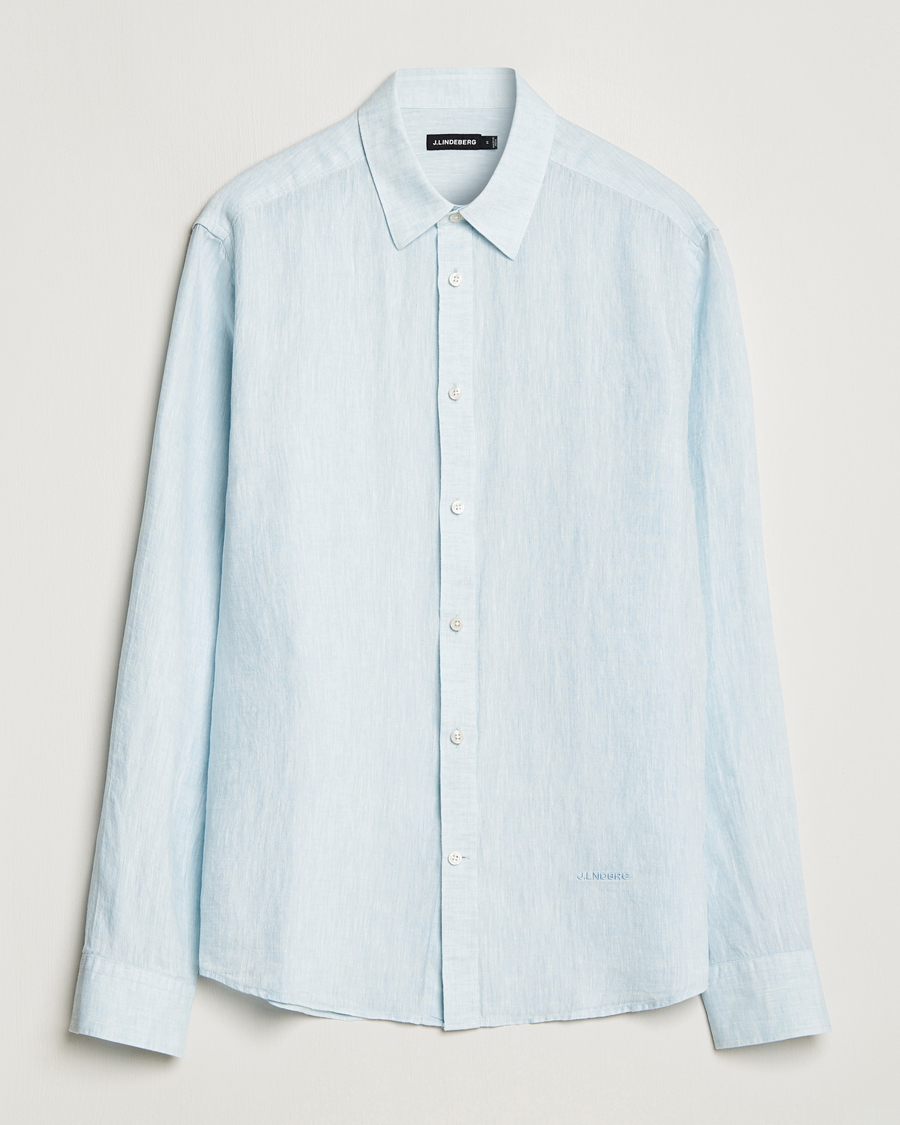 Homme | Chemises | J.Lindeberg | Reg Fit Linen Melange Shirt Dream Blue