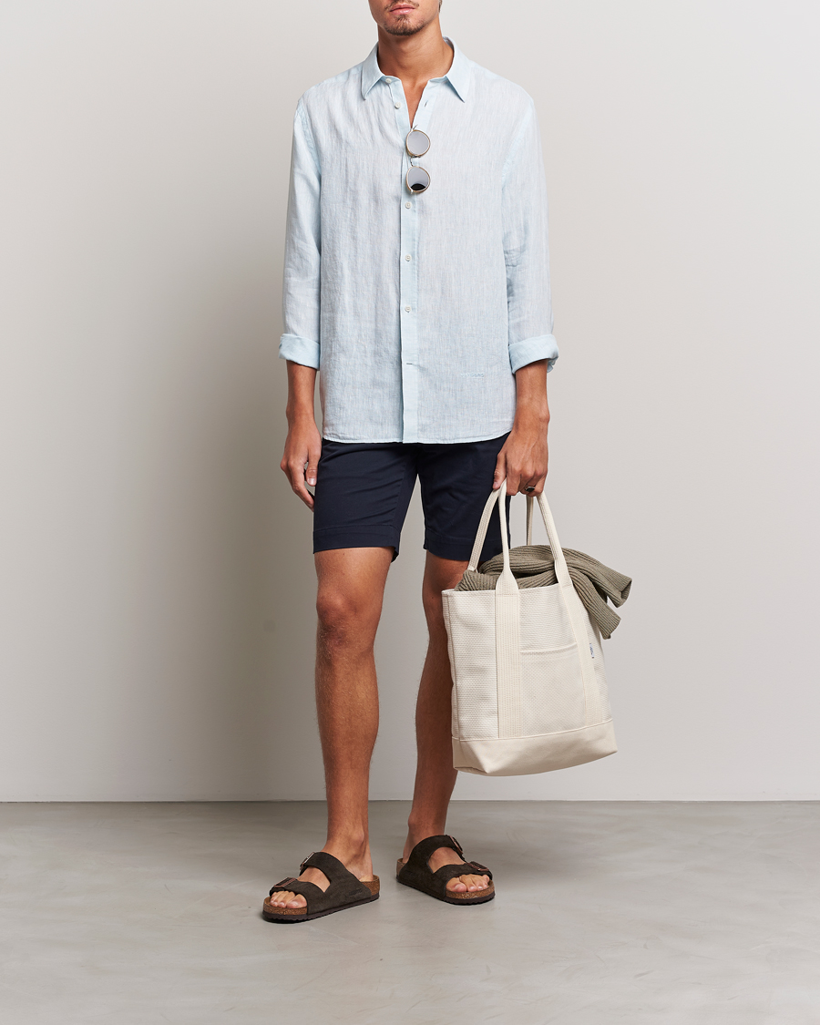 Homme | Chemises | J.Lindeberg | Reg Fit Linen Melange Shirt Dream Blue