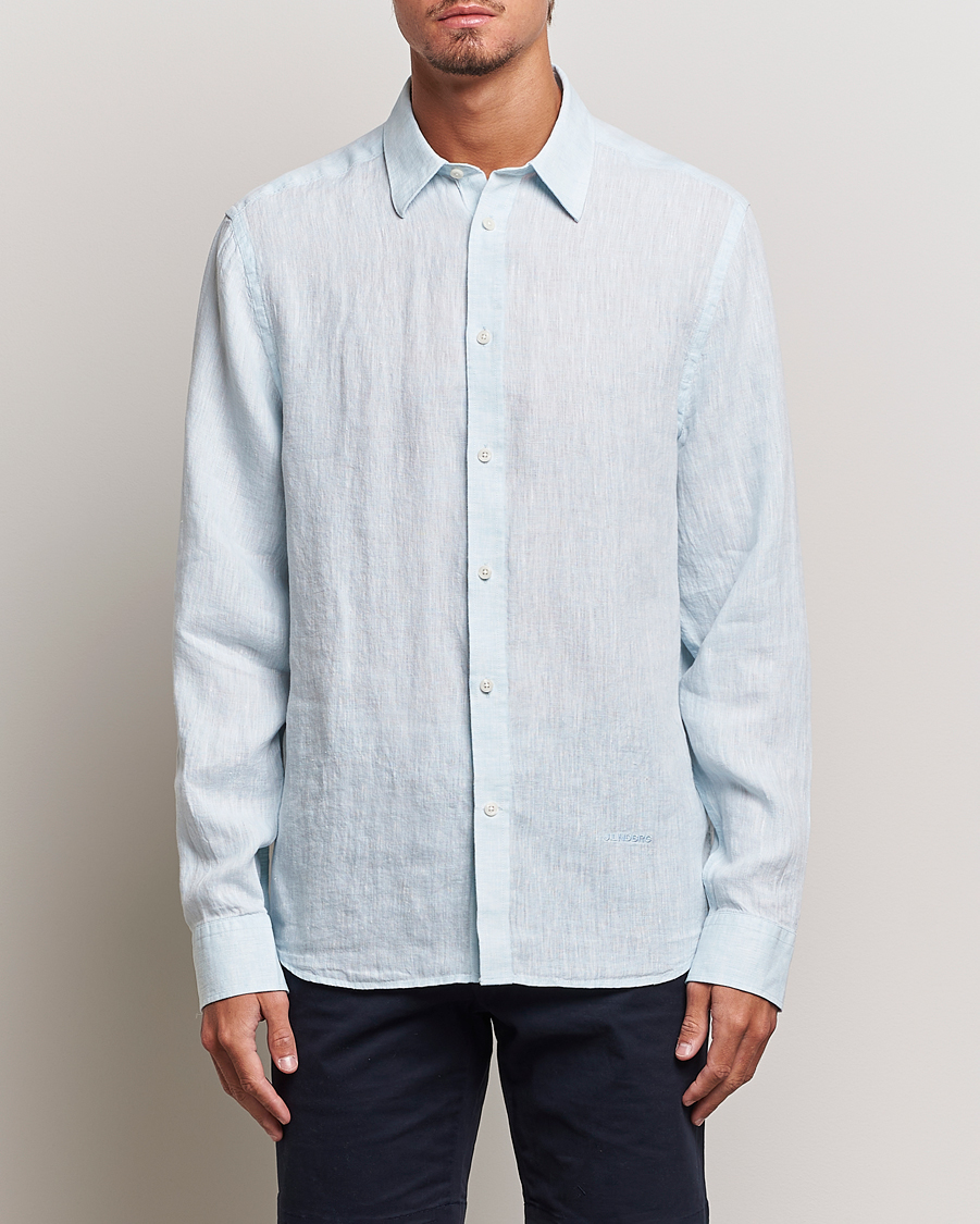 Homme | Chemises | J.Lindeberg | Reg Fit Linen Melange Shirt Dream Blue