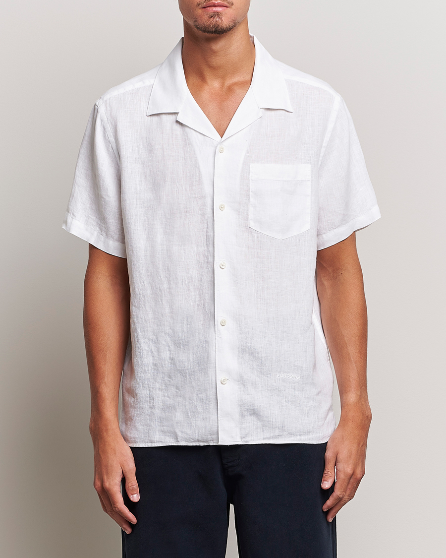 Homme | Chemises | J.Lindeberg | Reg Fit Linen Melange Short Sleeve Shirt White
