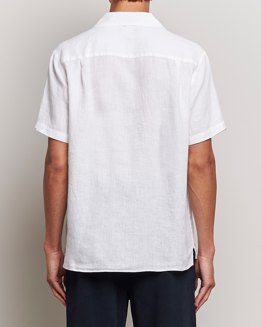 Homme | Chemises | J.Lindeberg | Reg Fit Linen Melange Short Sleeve Shirt White