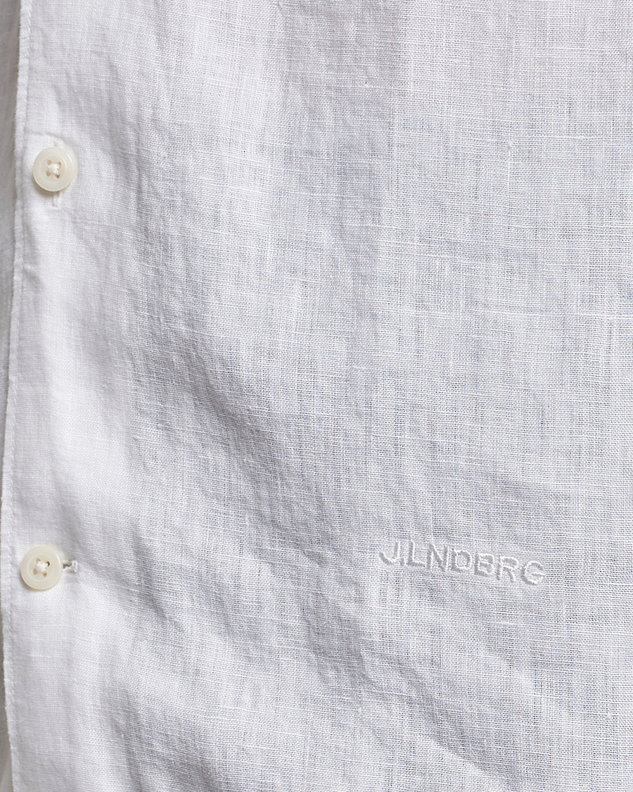 Homme | Chemises | J.Lindeberg | Reg Fit Linen Melange Short Sleeve Shirt White