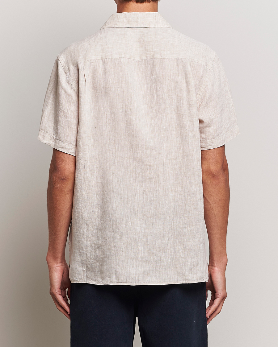 Homme | Chemises | J.Lindeberg | Reg Fit Linen Melange Short Sleeve Shirt Safari Beige