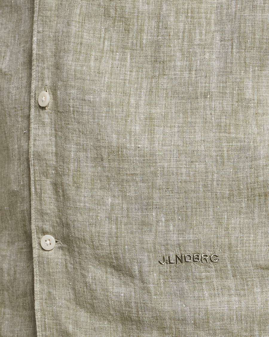 Homme | Chemises | J.Lindeberg | Reg Fit Linen Melange Short Sleeve Shirt Aloe