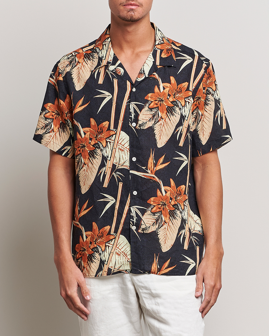 Homme | Chemises | J.Lindeberg | Elio Tropical Print Short Sleeve Shirt Navy