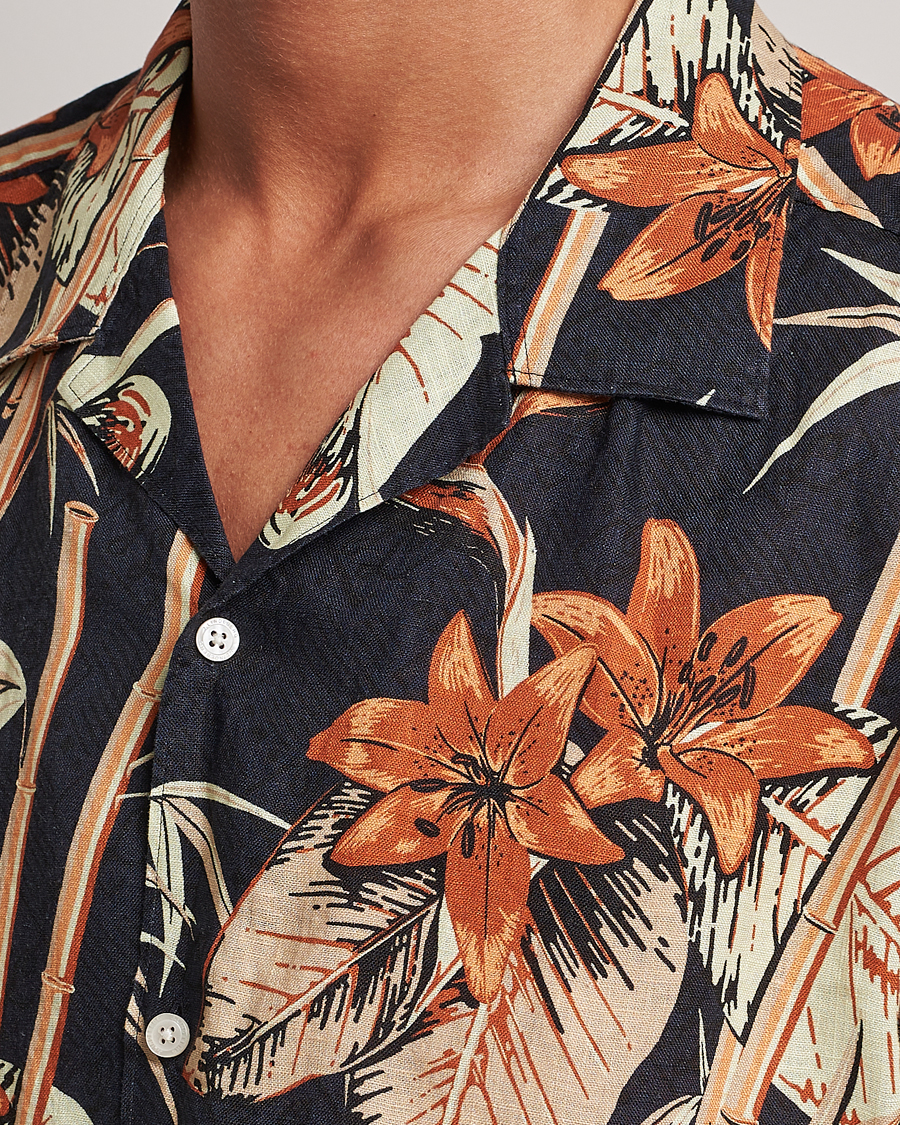 Homme | Chemises | J.Lindeberg | Elio Tropical Print Short Sleeve Shirt Navy