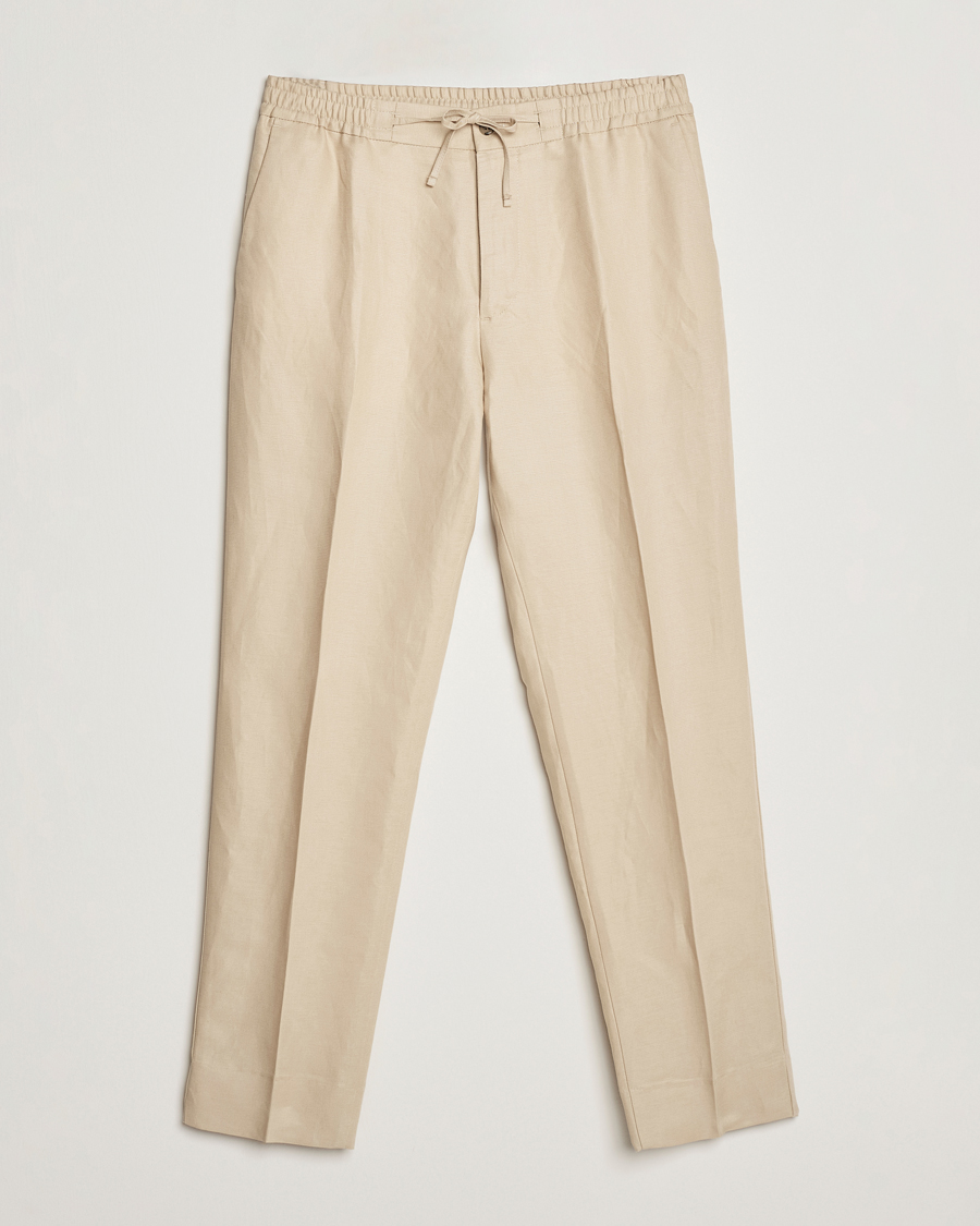 Homme | Pantalons | J.Lindeberg | Baron Tencel/Linen Trousers Safari Beige